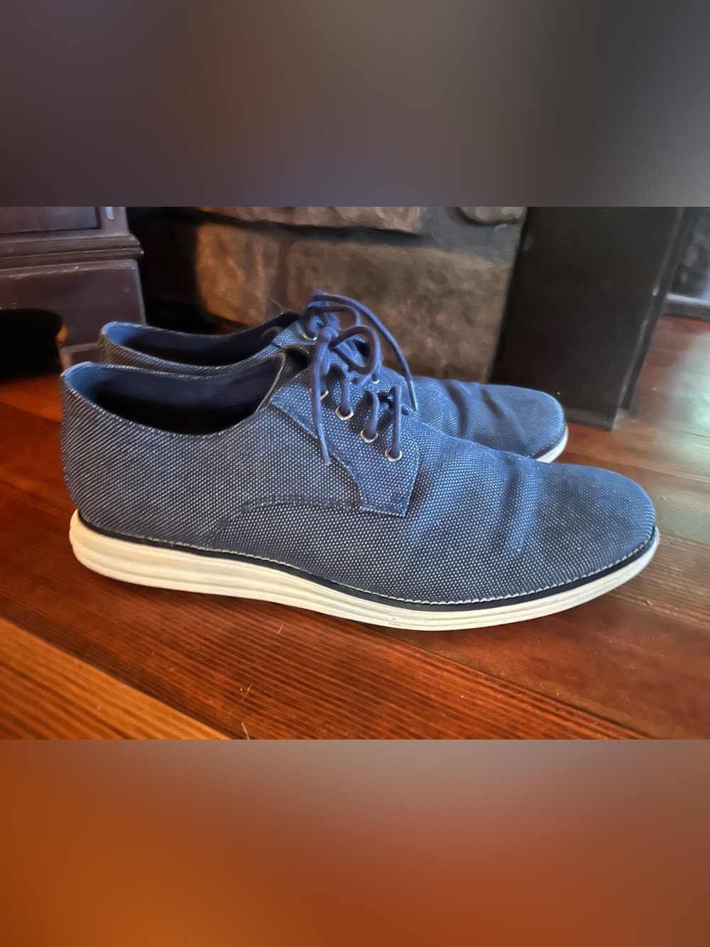 Cole Haan Men's Blue Canvas Derby Shoes